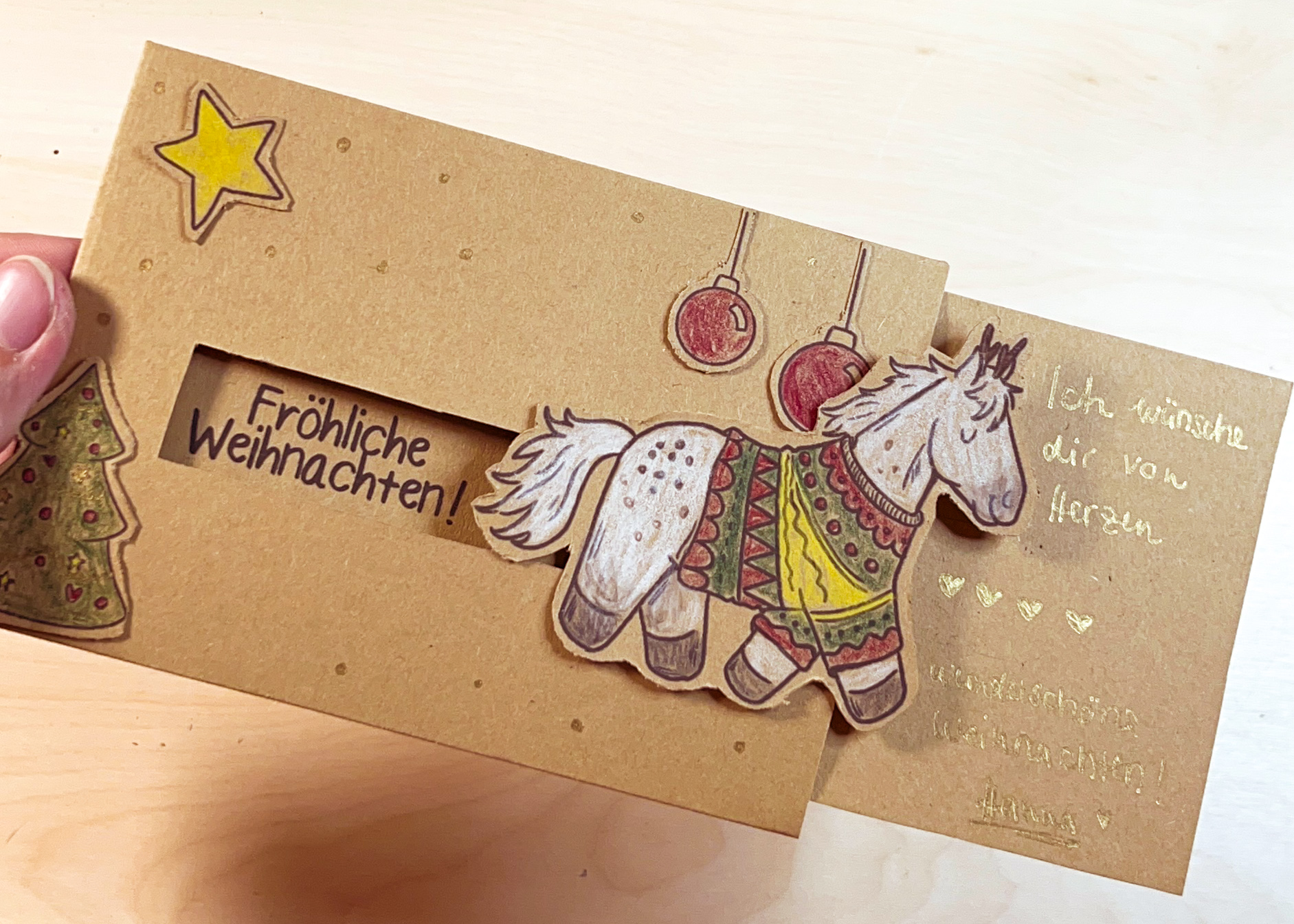 DIY zuckersüße Weihnachtskarte für Pferdefreunde​