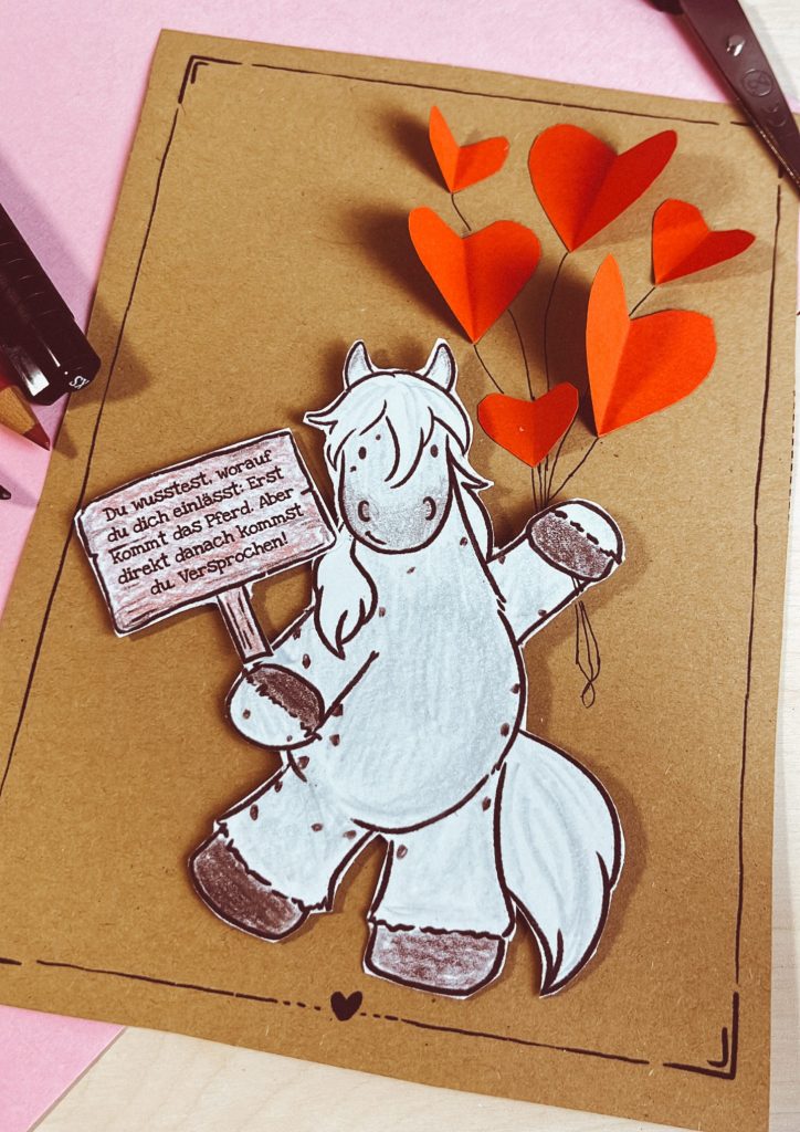 Valentinstag Karte Pferd