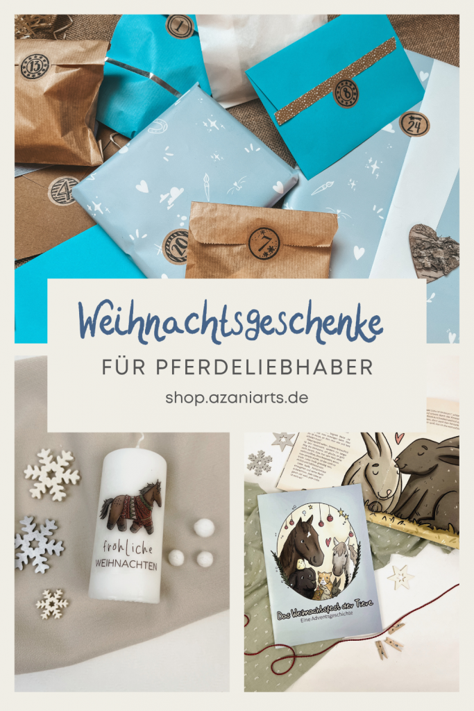 Geschenkideen für Reiterinnen: personalisierte Pferdeportraits, kleine Alltagshelfer und individuelle Geschenksets – für jeden Geschmack und Anlass.
