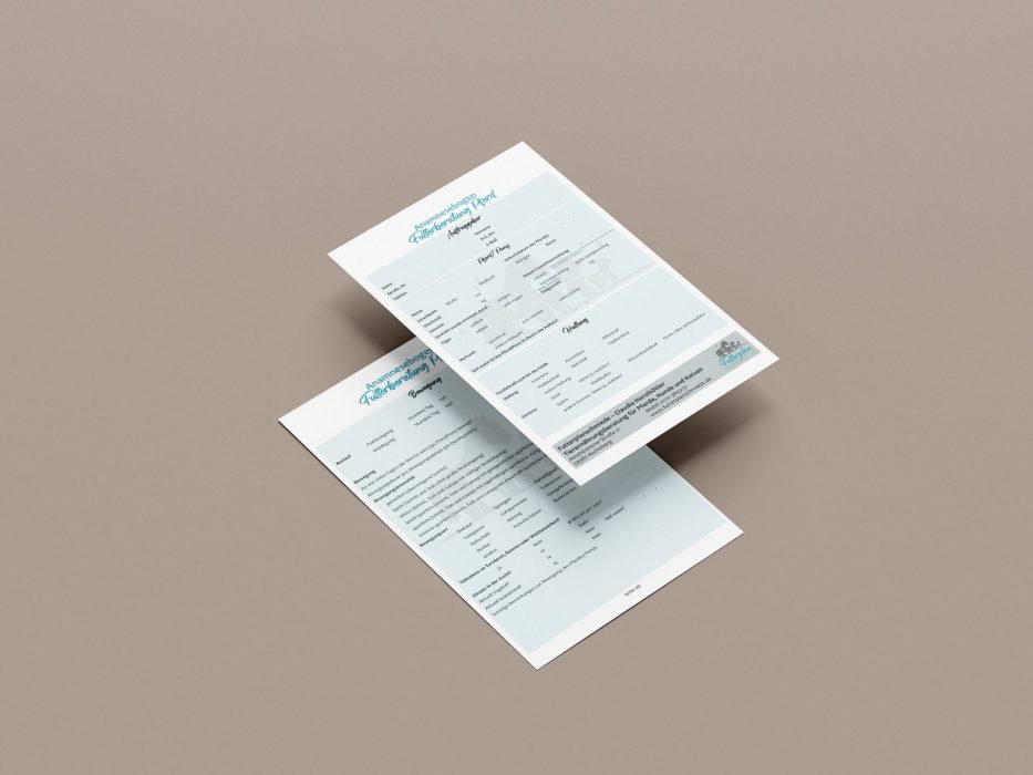 Corporate Design erstellen lassen AzaniArts | Anamnesebogen Futterplanschmiede