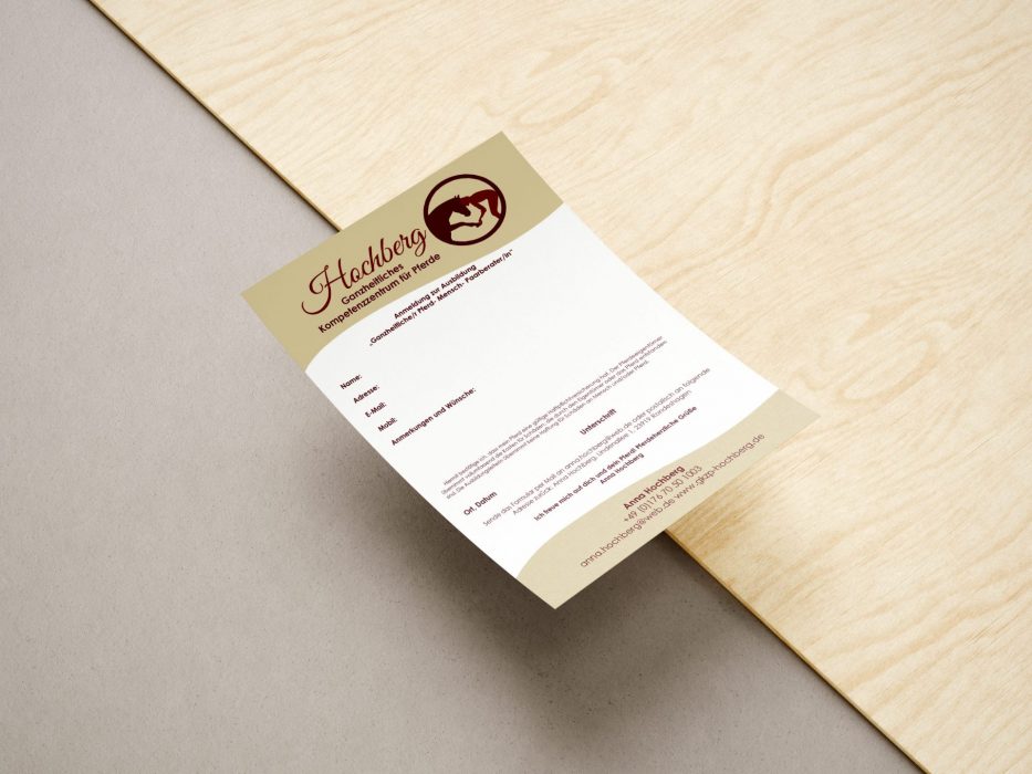 Corporate Design erstellen lassen AzaniArts | Anmeldebogen Anna Hochberg